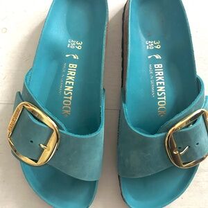 Birkenstock Madrid Big Buckle Oiled Leather in Biscay Bay